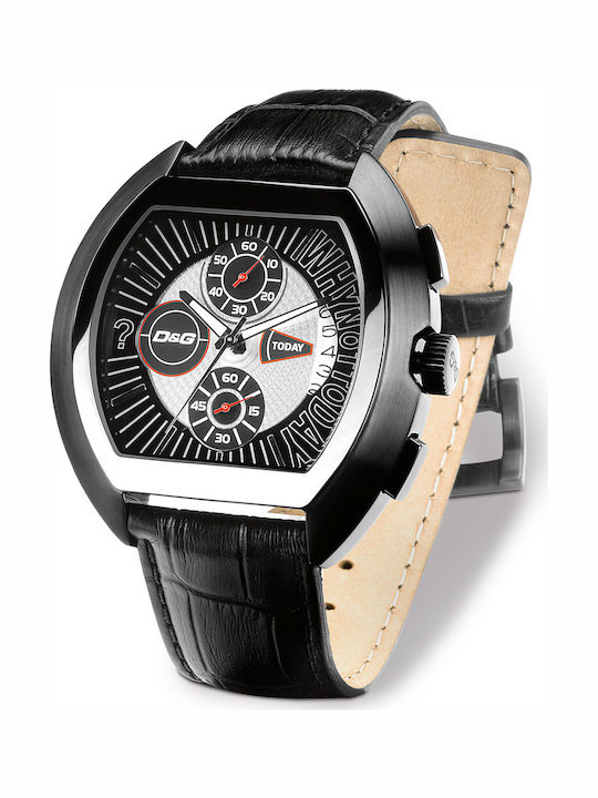 Dolce & Gabbana High Security Ανδρικό Ρολόι 42.5mm Χρονογράφος Μπαταρίας με Μαύρο Δερμάτινο Λουράκι