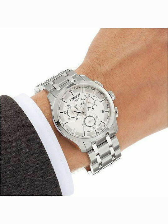 Tissot Couturier Men's Watch 42mm Chronograph Battery with Silver Stainless Steel Bracelet Tissot Couturier Men's Watch 42mm Chronograph Battery with Silver Stainless Steel Bracelet