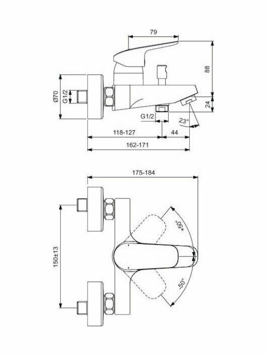 Ideal Standard Ceraflex Mixing Bathtub Shower Faucet Silver
