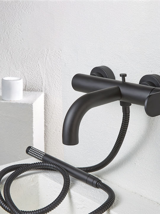 Armando Vicario Slim Mixing Bathtub Shower Faucet Complete Set Black
