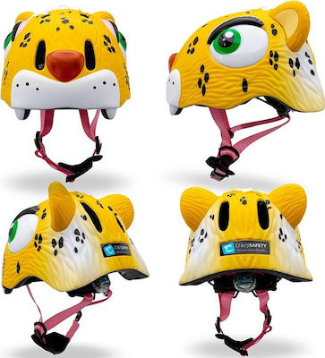 Crazy Safety Leopard Kids' Helmet for City Bike Yellow with LED Light