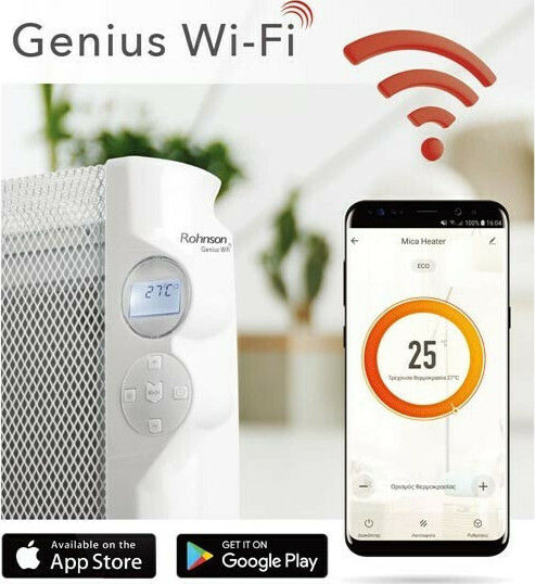 Rohnson Convectoare pardoseală 2000W Mica cu Termostat Electronic și WiFi 92.2x45.5cm Alb
