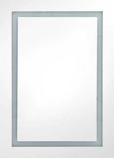 vidaXL Oglindă de Baie Dreptunghiulară Lumini LED din MDF cu Dulap 50x70cm Alb