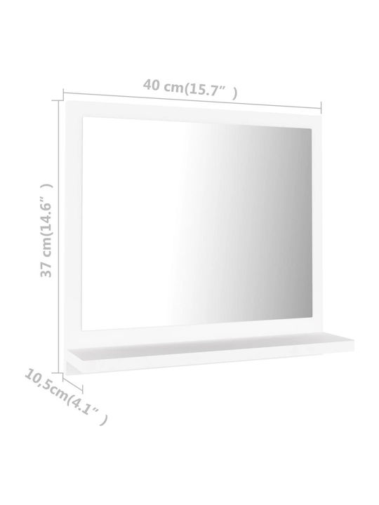 vidaXL Правоъгълена Банско Огледало от ПДЧ с Рафт 40x37см Бял
