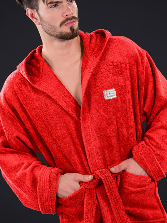 Guy Laroche Daily Bathrobe with Hood Red 1131092115004