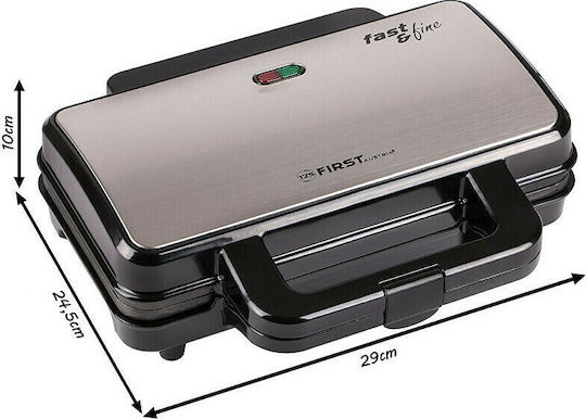 First Austria Τοστιέρα για 2 Τοστ 900W Inox