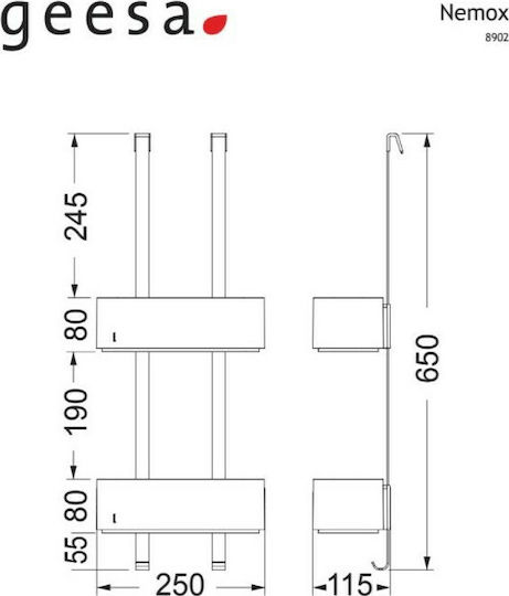 Geesa 8902-400 Θήκη Οργάνωσης Επιτοίχια Πλαστική Black Matt