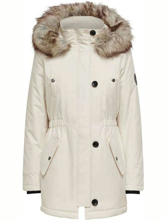 Women's Long Parka Jacket for Winter with Detachable Hood Ice