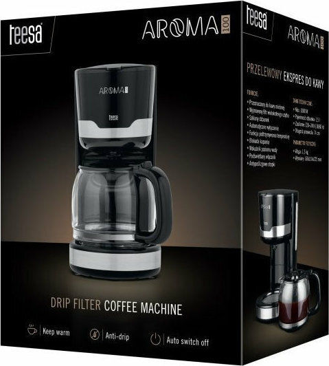 Teesa Aroma 100 Filter Coffee Machine 1000W Black