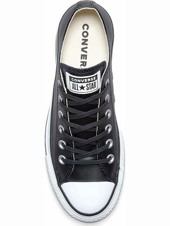Chuck Taylor All Star Lift Clean Leather Low Top Флатформи Маратонки Черно / Бяло