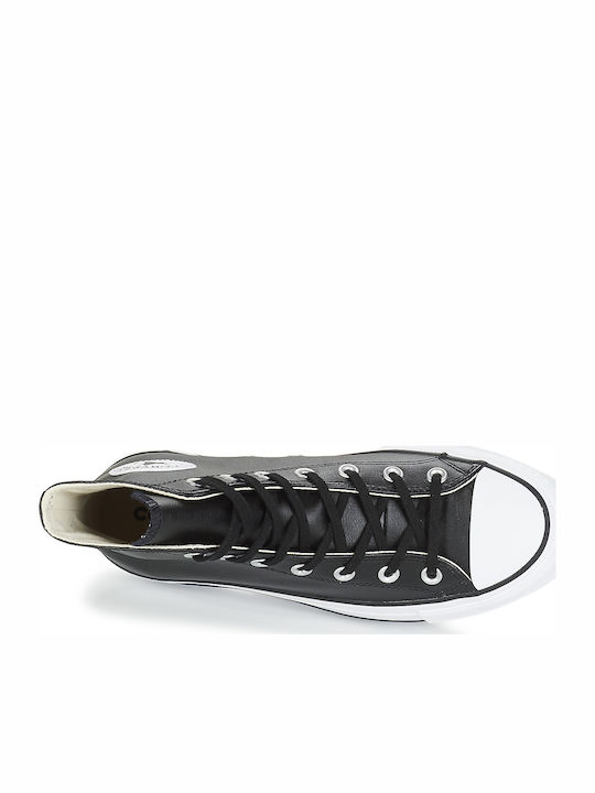 Chuck Taylor All Star Lift Leather High Top Flatforms Boots Black / White