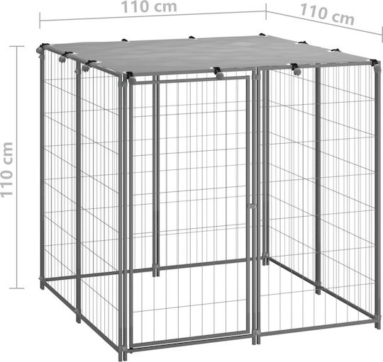vidaXL Park Dog 110 x 110 x 110 cm made of Metal in Silver Color 110 x 110 x 110cm