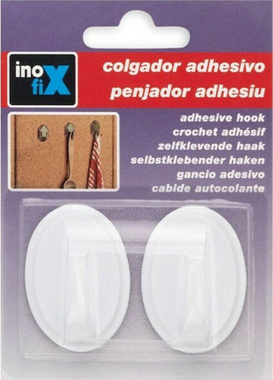 Inofix 2063-3 Κρεμαστράκια με Αυτοκόλλητο Πλαστικά Λευκά 2τμχ