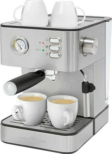 Profi Cook PC-ES 1209 Μηχανή Espresso 850W Πίεσης 20bar Ασημί