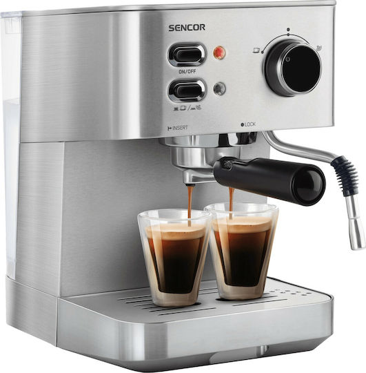 Sencor Μηχανή Espresso 1050W Πίεσης 15bar Ασημί SES 4010SS