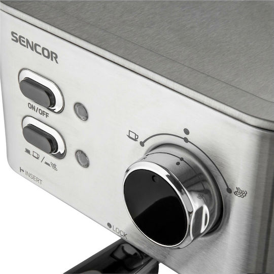 Sencor Μηχανή Espresso 1050W Πίεσης 15bar Ασημί SES 4010SS