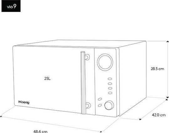 HKoenig Microwave Oven with Grill 25lt Black