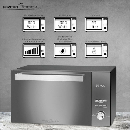 Profi Cook PC-MWG 1204 Φούρνος Μικροκυμάτων με Grill 23lt Μαύρος