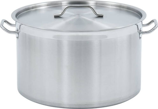 vidaXL Stainless Steel Marmite Capacity 58lt with Diameter 50cm and Height 30cm.