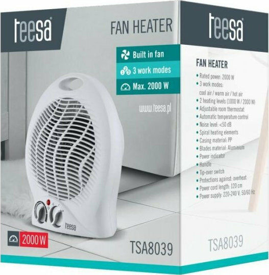 Teesa Fan Heater Room Floor 2000W