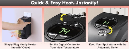 Mini Ceramic Fan Heater Room Wall 350W