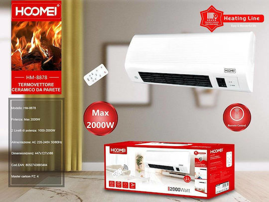 Hoomei Fan Heater Room Wall 2000W