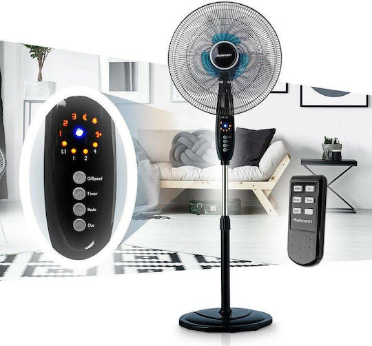 Rohnson Ανεμιστήρας Ορθοστάτης 60W Διαμέτρου 40cm με Τηλεχειριστήριο Μαύρος