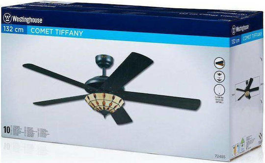 Westinghouse Comet Tiffany Ceiling Fan 132cm with Light Fixture Brown / Silver