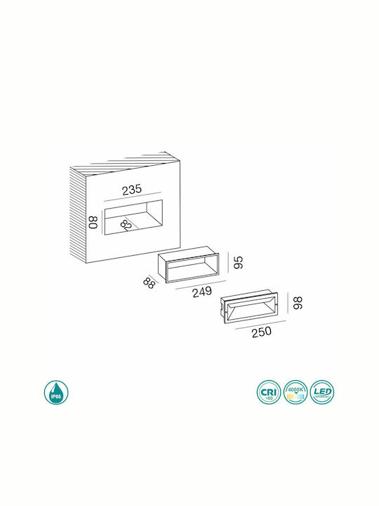 Gea Luce Ohrm Επιτοίχια Εξωτερική Πλαφονιέρα LED IP65 13W