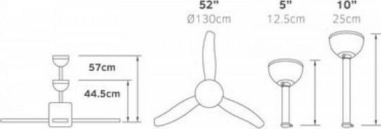 Lineme Sirocco Ανεμιστήρας Οροφής 122cm με Φως και Τηλεχειριστήριο Καφέ