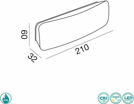 Gea Luce Dagr Επιτοίχια Εξωτερική Πλαφονιέρα LED IP54 7W με Φυσικό Λευκό Φως