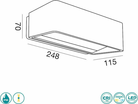 Gea Luce Haru Wandmontierte Außen-Deckenleuchte LED IP65 13W mit Natürliches Weiß Licht
