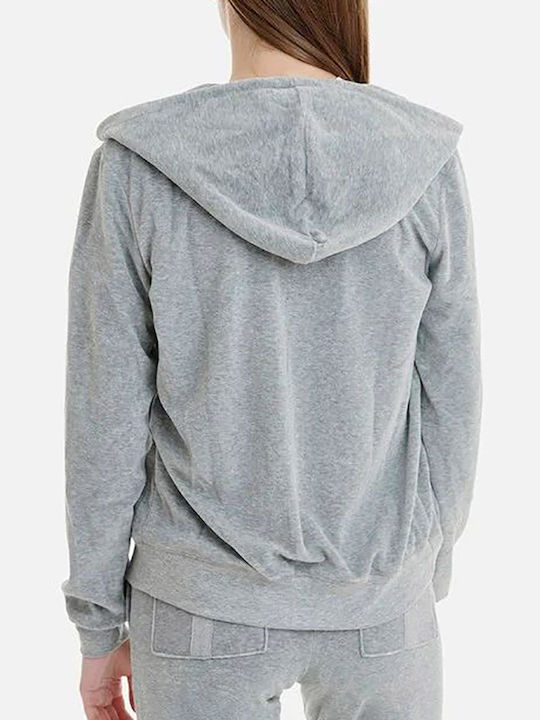 19833000 Women's Sweatshirt Jacket Velvet Hooded Gray