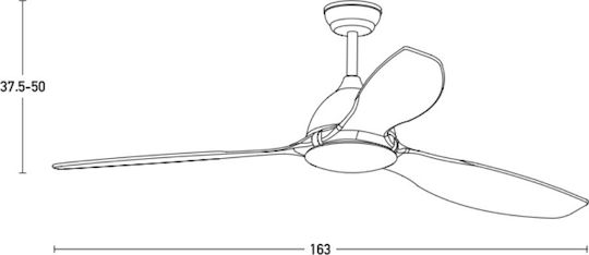 Zambelis Lights Ανεμιστήρας Οροφής 163cm Μαύρος