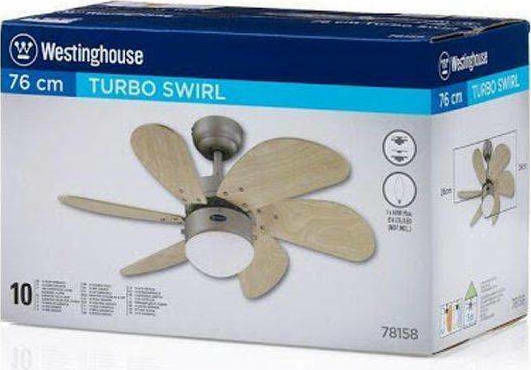 Westinghouse Turbo Swirl Ανεμιστήρας Οροφής 76cm με Φως Light Maple
