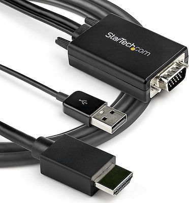 StarTech HDMI 1.4 High Speed 1080p 120Hz Cable HDMI Male - USB-A Male / VGA Male Length 2m Black