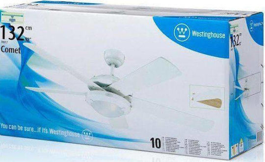 Westinghouse Comet Ανεμιστήρας Οροφής 132cm με Φως White/Beech