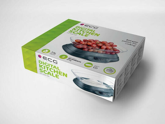 ECG Digital Kitchen Scale With Bucket Up To 5kg Black
