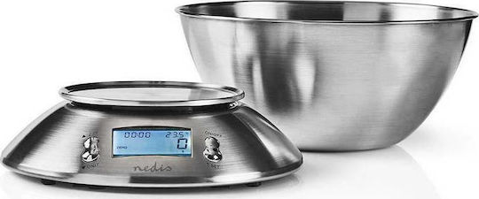 Nedis Ψηφιακή Ζυγαριά Κουζίνας με Κάδο έως 5kg Inox