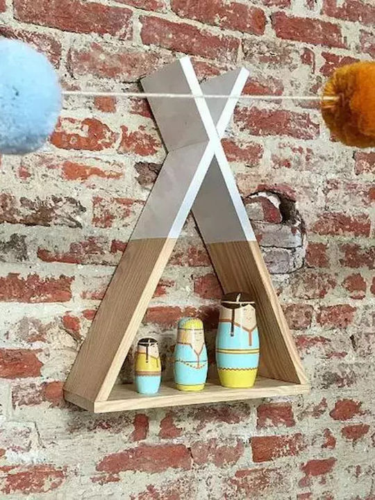 Παιδικό Ράφι Tipi Τοίχου Μπεζ 32x12x47εκ.