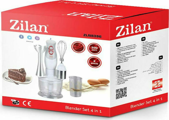 Zilan Blender De Mână Cu Tijă Din Inox 300W Alb
