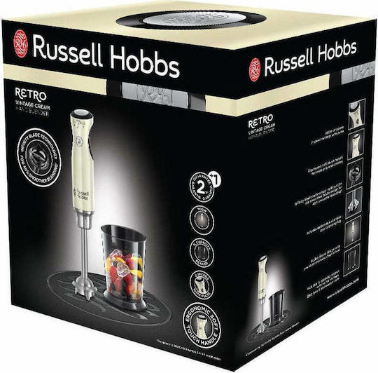 Russell Hobbs Retro Vintage Blender De Mână Cu Tijă Din Inox 700W Bej