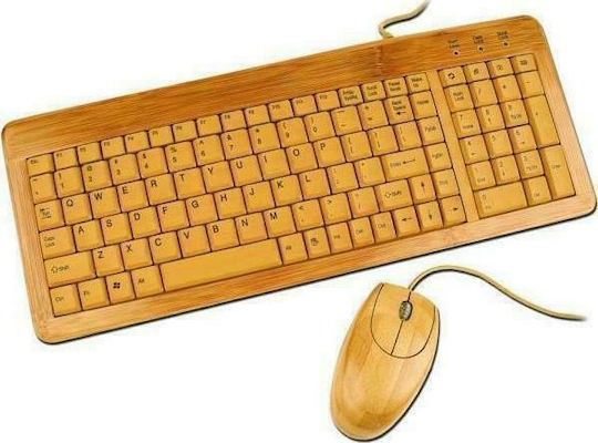 Energenie Bamboo Σετ Πληκτρολόγιο & Ποντίκι Αγγλικό US Καφέ