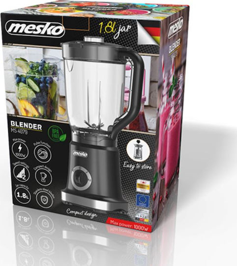 Adler MS 4079b Μπλέντερ με Πλαστική Κανάτα 1.8 lt 1000W Μαύρο