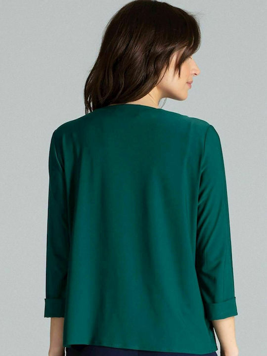 Lenitif L035 Women's Blouse with 3/4 Sleeve Green