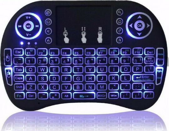 Keywin Mini Rii i8+ Ασύρματο Πληκτρολόγιο με Touchpad Αγγλικό US