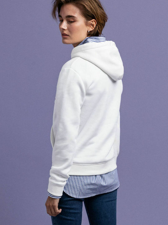 Archieve Shield Long Women's Sweatshirt Hooded White