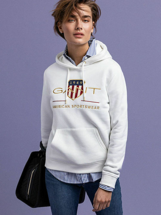 Archieve Shield Long Women's Sweatshirt Hooded White