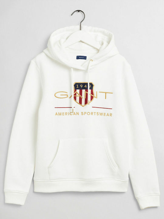 Archieve Shield Long Women's Sweatshirt Hooded White