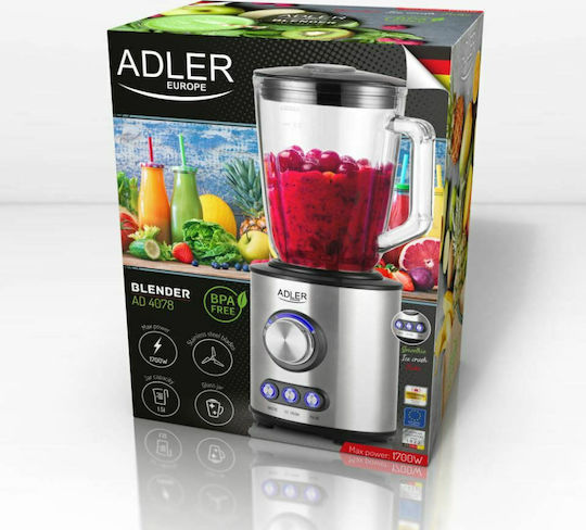 Adler Μπλέντερ με Πλαστική Κανάτα 1.5 lt 1700W Inox AD 4078
